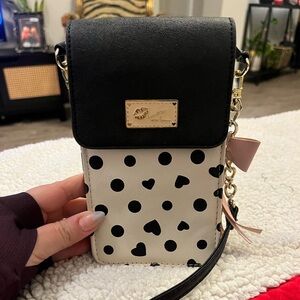 Betsey Johnson Black and White Heart Crossbody